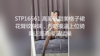 STP16561 高颜值甜美格子裙花臂纹身妹，舌吻摸逼上位骑乘近距离摸逼猛操