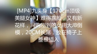 [MP4]九头身【170cm顶级美腿女神】难得露脸，又有新花样，网购刚到的女用大JB倒模，20CM长屌，放在椅子上整根插入